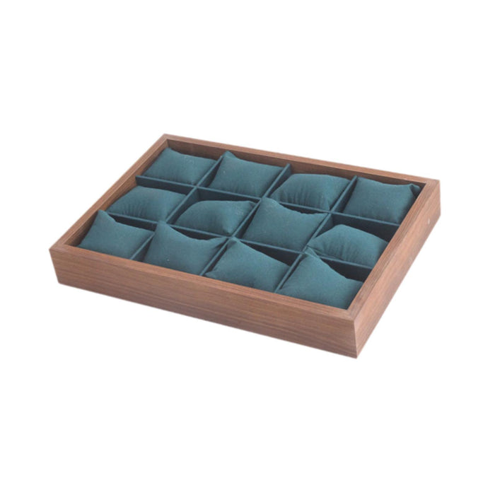 Crofta 12 Compartment Watch Bracelet Tray Box Sturdy Versatile Watch Display Holder Dark Green Cushion