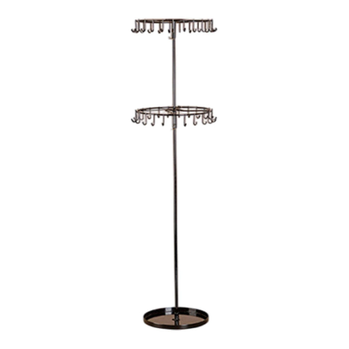 Crofta Rotatable Jewelry Display Stand 2 Tiers Necklace Rack for Home Shopping Mall Black