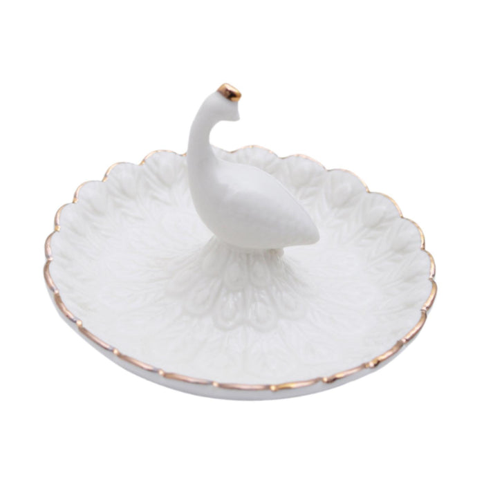 Crofta Peacock Jewelry Tray Gift Women Jewelry Holder for Necklaces Bracelets Rings White