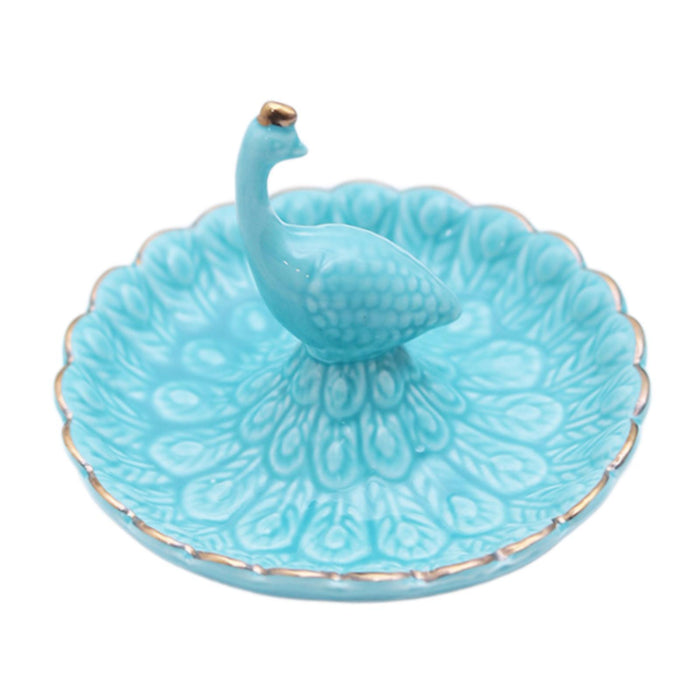 Crofta Peacock Jewelry Tray Gift Women Jewelry Holder for Necklaces Bracelets Rings Blue