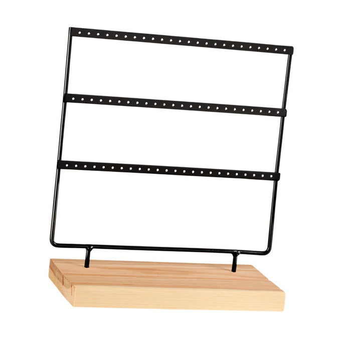 Crofta Jewelry Stand 72 Holes Jewelry Organizer for Home Decor Dressing Table Store Black