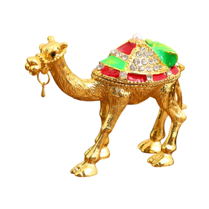 Crofta Trinket Box Ornament Craft Camel Figurine Jewelry Box for Desktop Home Decor Gold