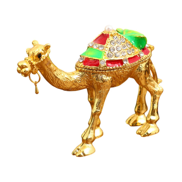 Crofta Trinket Box Ornament Craft Camel Figurine Jewelry Box for Desktop Home Decor Gold