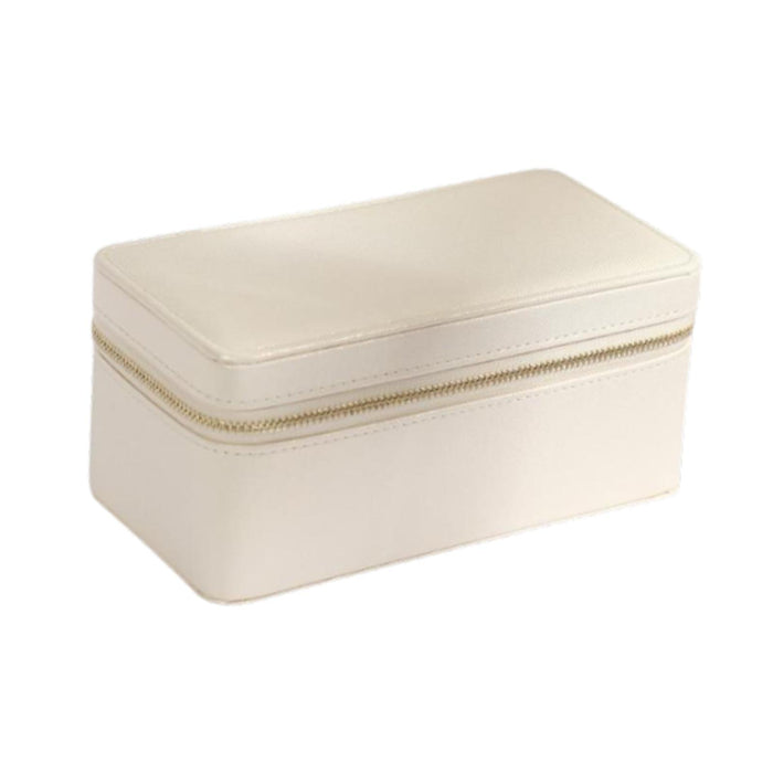 Crofta Jewelry Box Portable Zip Closure Bangle Box for Wedding Watches Flea Markets beige