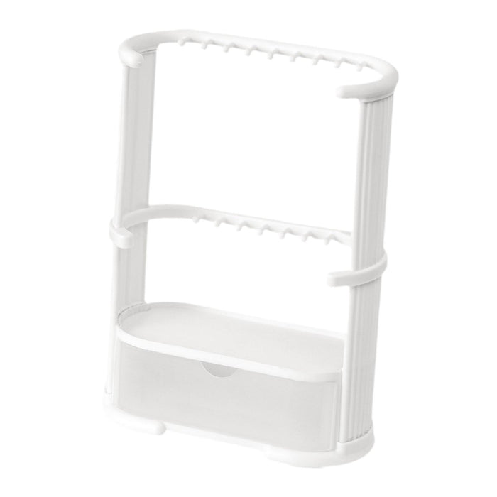 Crofta 3 Tiers Jewelry Organizer Stand with Storage Drawer for Vendors Selling Show White