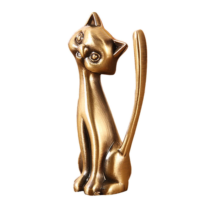 Crofta Cat Statue Rings Holder Tabletop for Dressing Room New Year Gift Craft Fairs Sit Standing