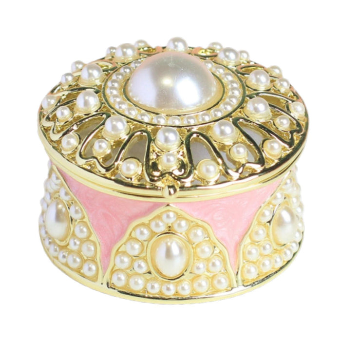 Crofta Trinket Box Metal Gift for Women Treasure Case for Earrings Necklace Dresser Pink