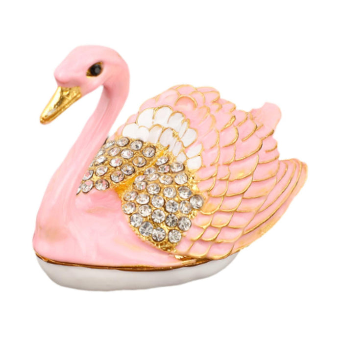 Crofta Swan Jewelry Box Ring Box Animal Statue for Tabletop Centerpiece Photo Props Pink