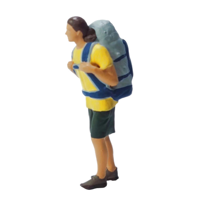 Crofta 1:64 Girl Figure Backpacker Resin Figurines for Diorama Scenery DIY Projects Yellow 1pcs