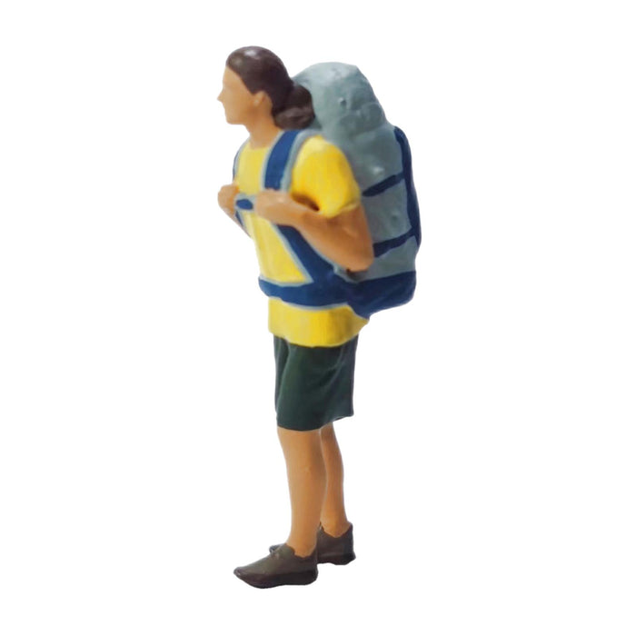 Crofta 1:64 Girl Figure Backpacker Resin Figurines for Diorama Scenery DIY Projects Yellow 1pcs