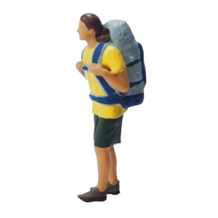 Crofta 1:64 Girl Figure Backpacker Resin Figurines for Diorama Scenery DIY Projects Yellow 1pcs