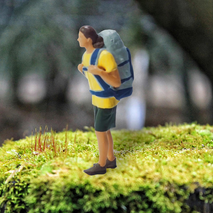 Crofta 1:64 Girl Figure Backpacker Resin Figurines for Diorama Scenery DIY Projects Yellow 1pcs