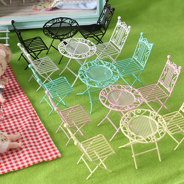 Crofta 3 Pieces 1:12 Iron Desk Furniture craft for Sand Table Miniature Scene pink