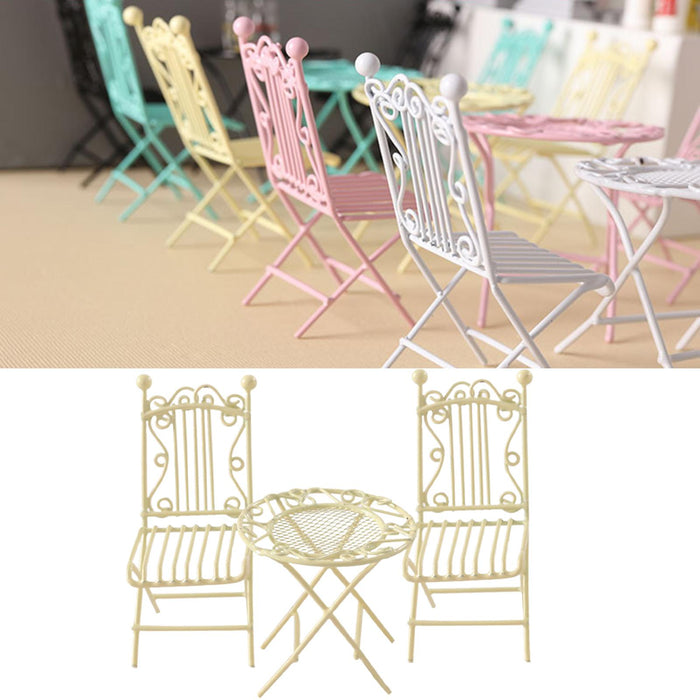 Crofta 3 Pieces 1:12 Iron Desk Furniture craft for Sand Table Miniature Scene yellow