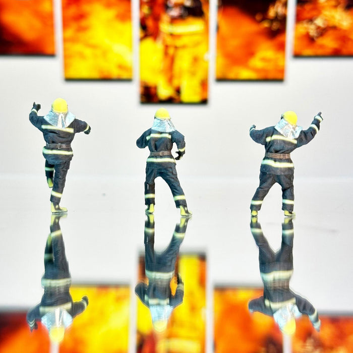 Crofta 3Pcs Miniature Firefighter Figures Collection for Diorama Building DIY Scene 64th