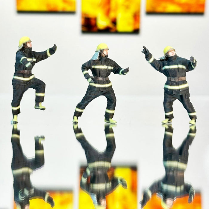 Crofta 3Pcs Miniature Firefighter Figures Collection for Diorama Building DIY Scene 64th