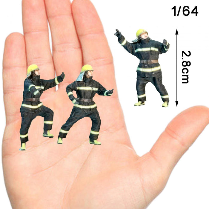 Crofta 3Pcs Miniature Firefighter Figures Collection for Diorama Building DIY Scene 64th