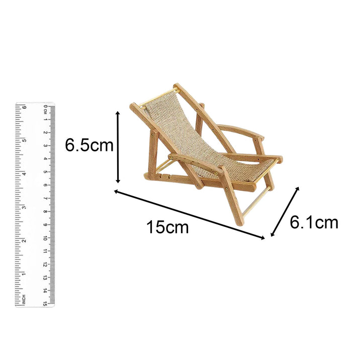 Crofta 1:12 Dollhouse Miniature Beach Chair Model for Fairy Garden Decoration Khaki