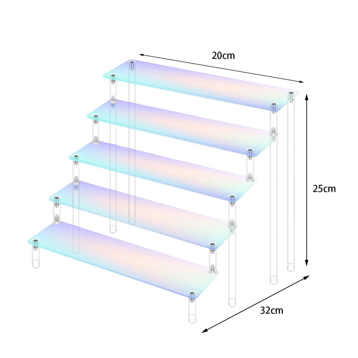 Crofta Acrylic Riser Display Shelf Collectibles Display Stand for Buffets Organizer five layer