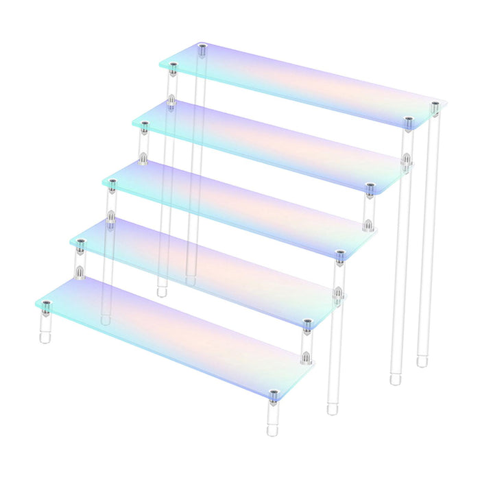 Crofta Acrylic Riser Display Shelf Collectibles Display Stand for Buffets Organizer five layer