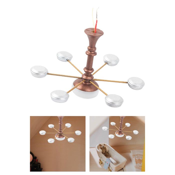 Crofta 1:87 Scale Ceiling Pendant Light for Layout Doll House Decor Micro Landscape bronze silver