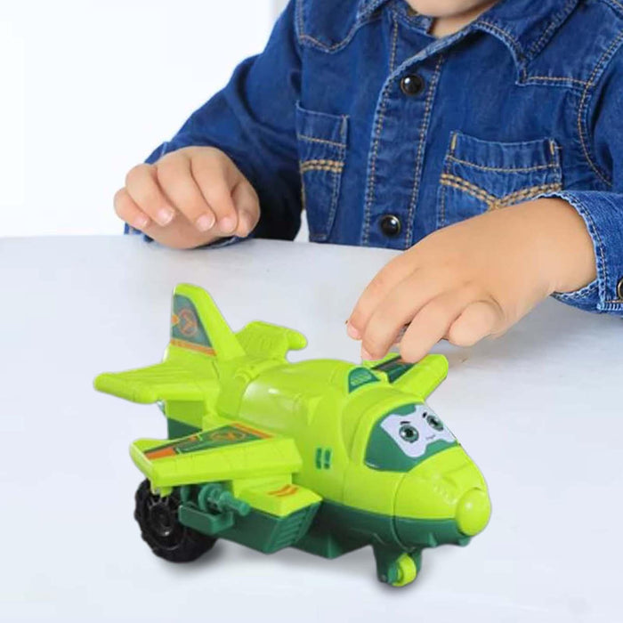 Crofta Deformation Robot Vechile Toys Transformable for Party Toy Travel Boys Girls Green Plane