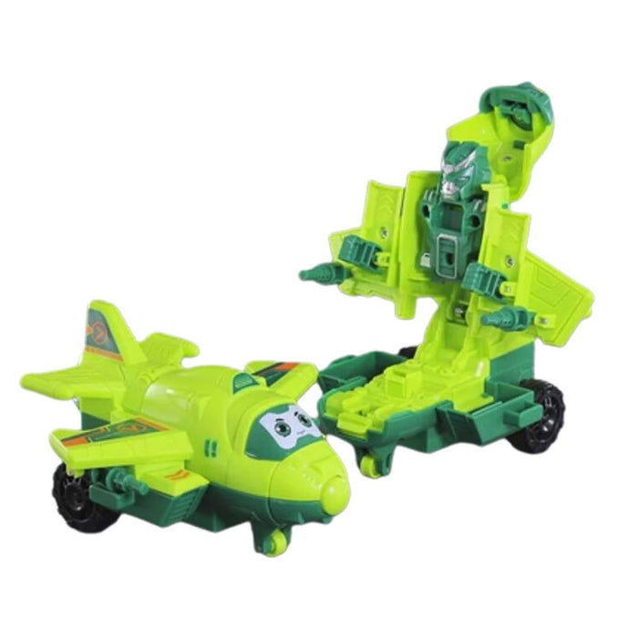 Crofta Deformation Robot Vechile Toys Transformable for Party Toy Travel Boys Girls Green Plane