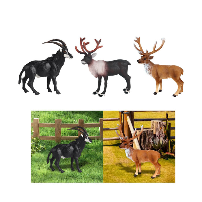 Crofta Educational Animal Model Party Favors Playset for Ages 3+ Animal Toy Figures Antelope