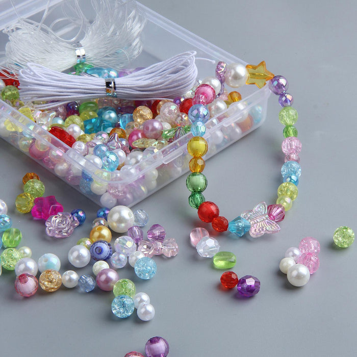 Crofta DIY Beaded Bracelet Set Handmade Educational Toys for Gift Necklace Hairband Multi