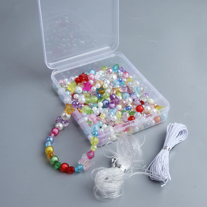 Crofta DIY Beaded Bracelet Set Handmade Educational Toys for Gift Necklace Hairband Multi