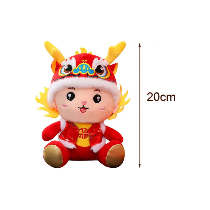 Crofta New Year Dragon Toy Plush Animal Dragon Doll for Bedroom Party Supplies Cafe 20cm