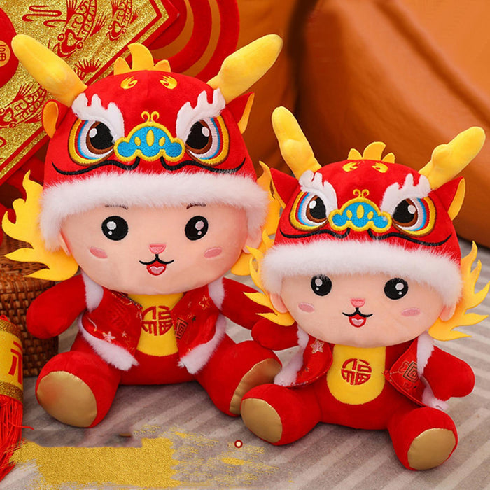 Crofta New Year Dragon Toy Plush Animal Dragon Doll for Bedroom Party Supplies Cafe 20cm