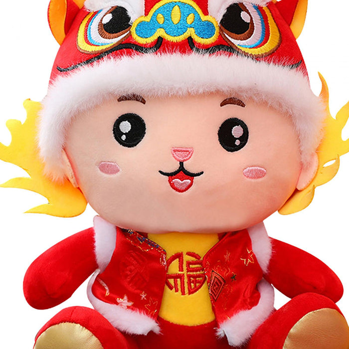 Crofta New Year Dragon Toy Plush Animal Dragon Doll for Bedroom Party Supplies Cafe 25cm