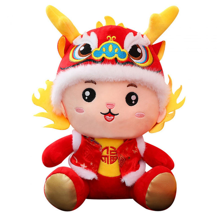 Crofta New Year Dragon Toy Plush Animal Dragon Doll for Bedroom Party Supplies Cafe 25cm