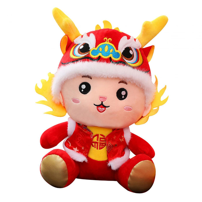 Crofta New Year Dragon Toy Plush Animal Dragon Doll for Bedroom Party Supplies Cafe 25cm