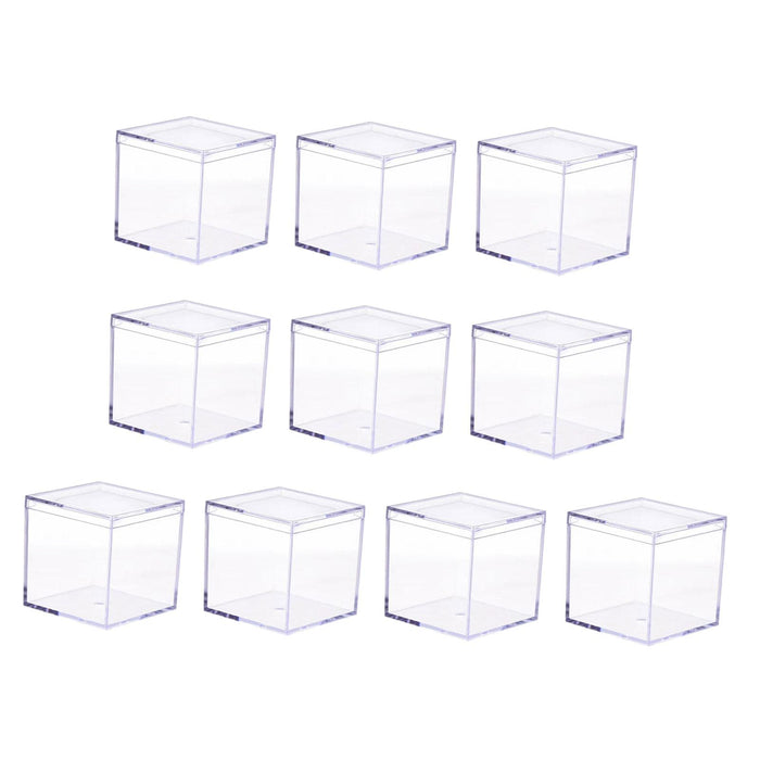 Crofta 10Pcs Mini Acrylic Display Case Shop Organizer for Crafts Toys Diecast Model 4.5x4.5x4.5cm