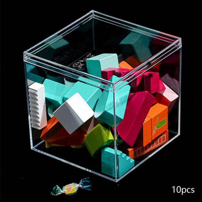 Crofta 10Pcs Mini Acrylic Display Case Shop Organizer for Crafts Toys Diecast Model 4.5x4.5x4.5cm