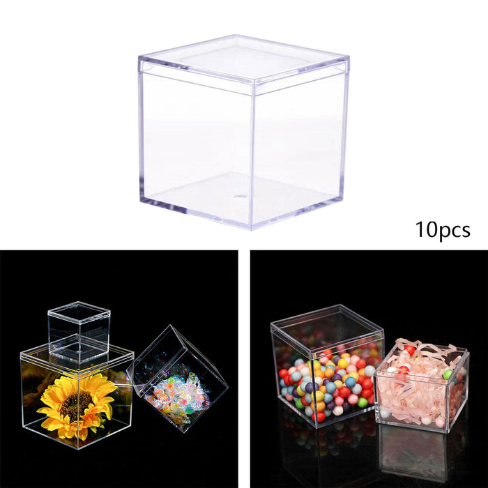 Crofta 10Pcs Mini Acrylic Display Case Shop Organizer for Crafts Toys Diecast Model 4.5x4.5x4.5cm