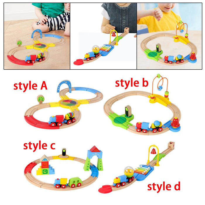 Crofta Wooden Train Set for Toddlers Kids Valentines Day Gifts for Preschool Age 3~6