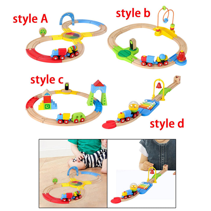 Crofta Wooden Train Set for Toddlers Kids Valentines Day Gifts for Preschool Age 3~6