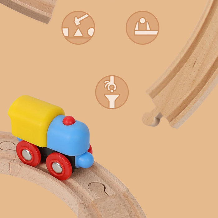 Crofta Wooden Train Set for Toddlers Kids Valentines Day Gifts for Preschool Age 3~6