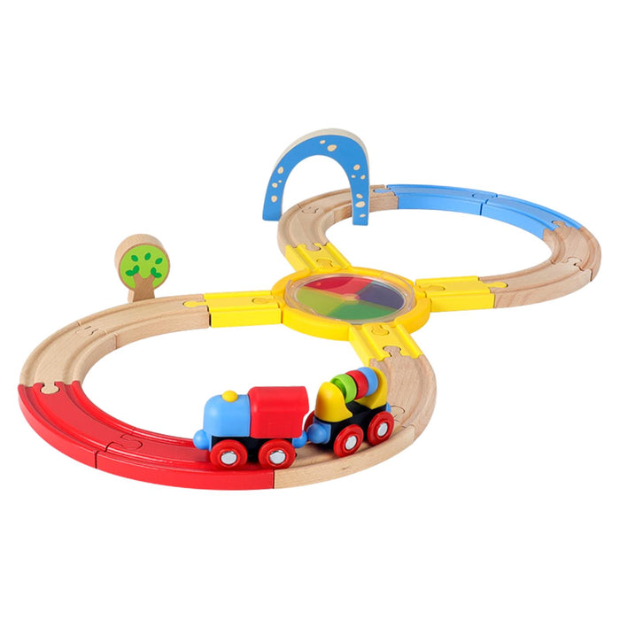 Crofta Wooden Train Set for Toddlers Kids Valentines Day Gifts for Preschool Age 3~6