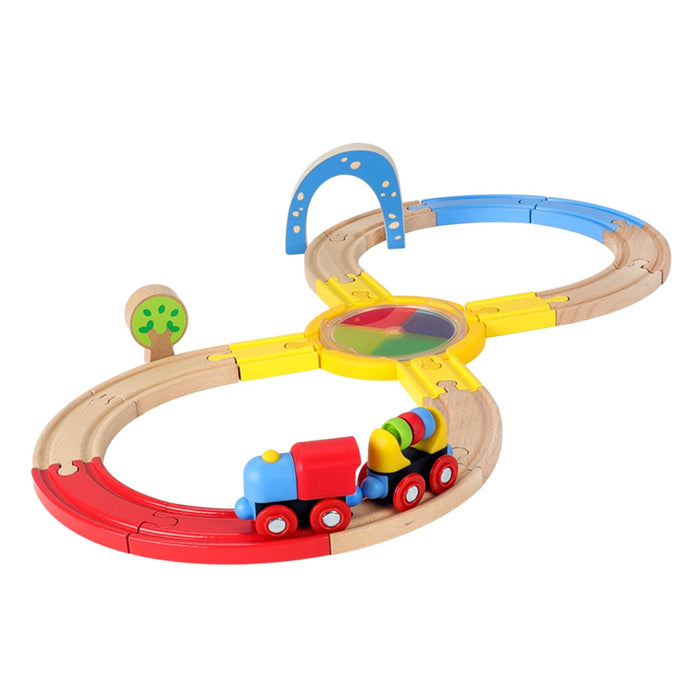 Crofta Wooden Train Set for Toddlers Kids Valentines Day Gifts for Preschool Age 3~6