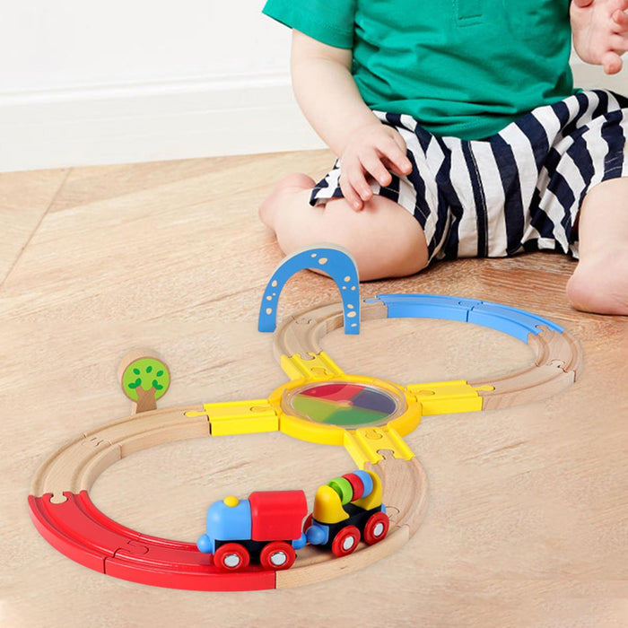 Crofta Wooden Train Set for Toddlers Kids Valentines Day Gifts for Preschool Age 3~6