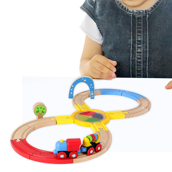 Crofta Wooden Train Set for Toddlers Kids Valentines Day Gifts for Preschool Age 3~6