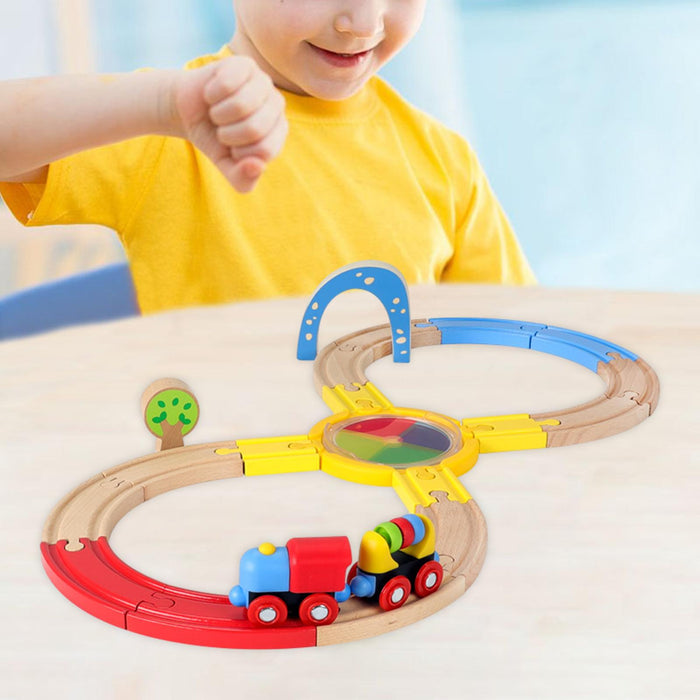 Crofta Wooden Train Set for Toddlers Kids Valentines Day Gifts for Preschool Age 3~6