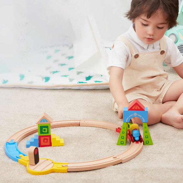 Crofta Wooden Train Set for Toddlers Kids Valentines Day Gifts for Preschool Age 3~6