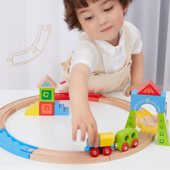 Crofta Wooden Train Set for Toddlers Kids Valentines Day Gifts for Preschool Age 3~6