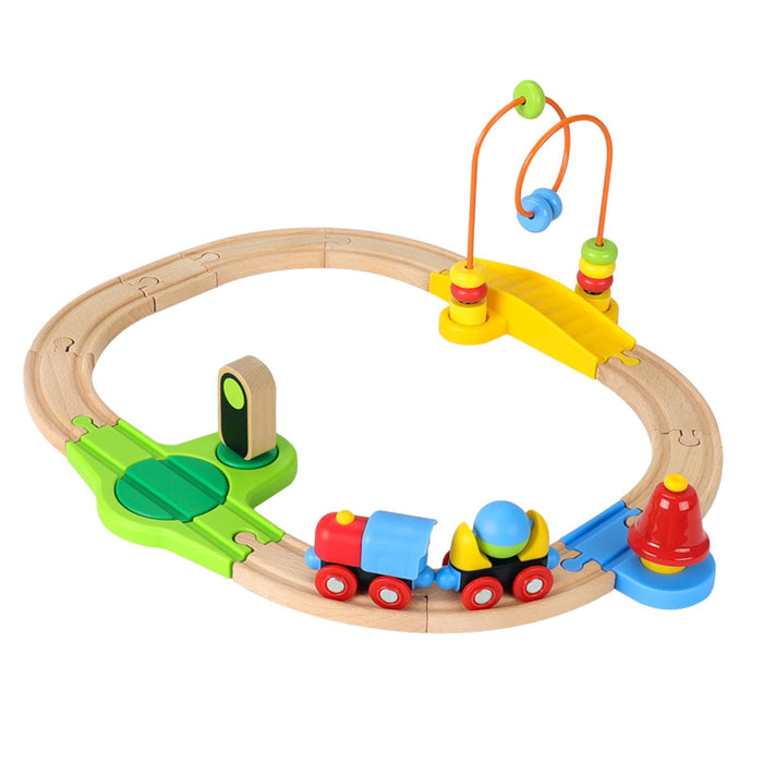 Crofta Wooden Train Set for Toddlers Kids Valentines Day Gifts for Preschool Age 3~6