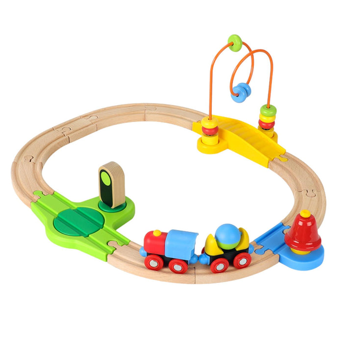 Crofta Wooden Train Set for Toddlers Kids Valentines Day Gifts for Preschool Age 3~6